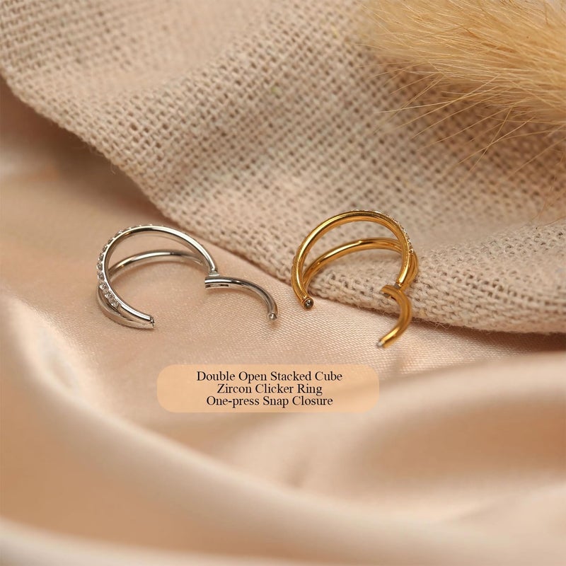 FUNLMO Store 316L Surgical Steel Nose Hoop Septum Conch Piercing Jewelry Cartilage Daith Helix Tragus Rook Lobe Earring Triple/Double Nose Lip Ring 20G 18G 16G - Image 4